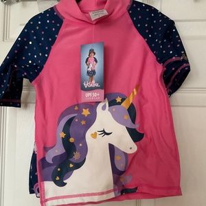 Girl's 3PC Swim Suit, UPV 50+, Size 6, New, Unicorn
